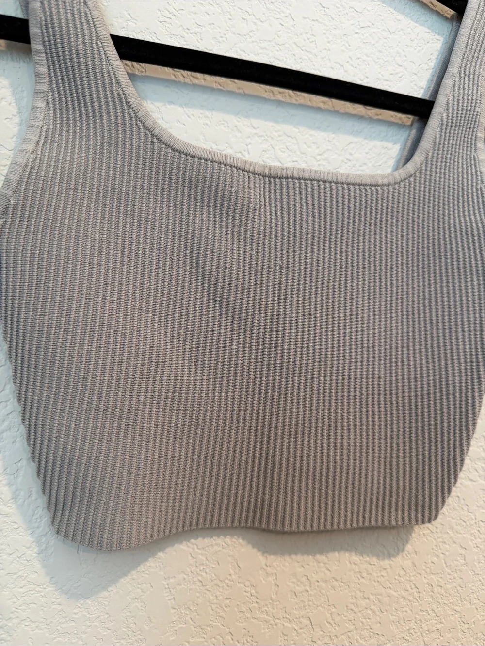 Babaton Ribbed Square Crop Top - Light Gray - Picture 7 of 10